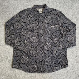 Lucky Brand Shirt Mens XL Black Paisley Long Sleeve Western Button Front Cotton